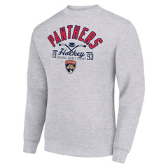 Florida Panthers Starter Stick And Puck Logo Fleece Pullover Sweatshirt - Heather Gray - NHL