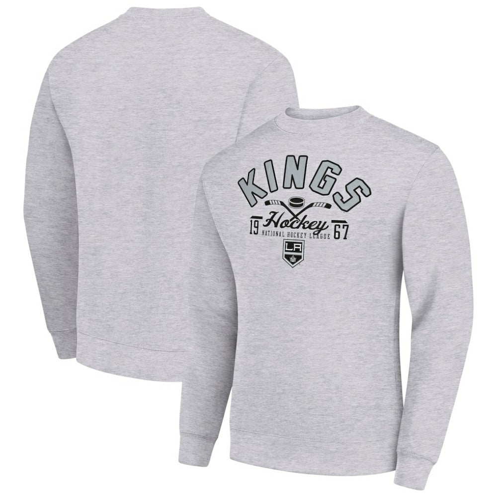 Los Angeles Kings Starter Stick And Puck Logo Fleece Pullover Sweatshirt - Heather Gray - NHL