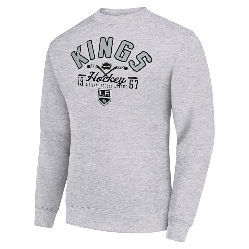 Los Angeles Kings Starter Stick And Puck Logo Fleece Pullover Sweatshirt - Heather Gray - NHL