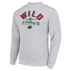 Minnesota Wild Starter Stick And Puck Logo Fleece Pullover Sweatshirt - Heather Gray - NHL