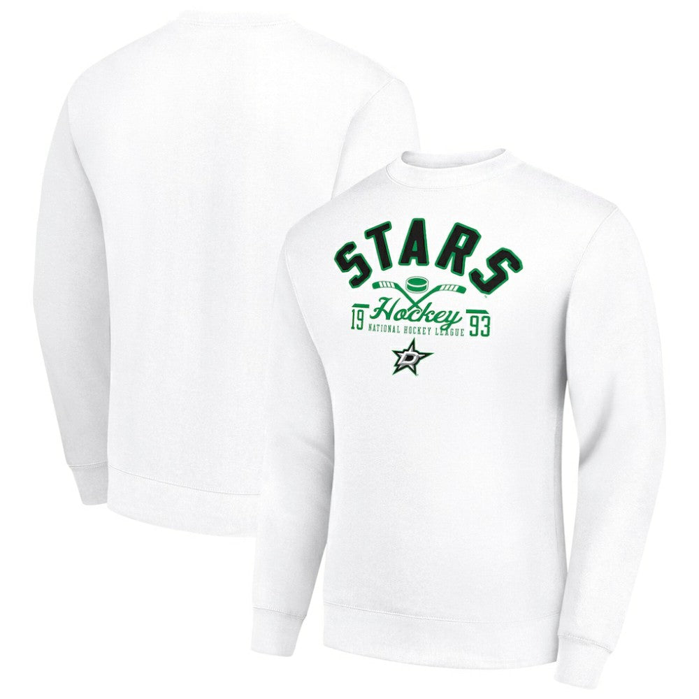 Dallas Stars Starter Stick And Puck Logo Fleece Pullover Sweatshirt - White - NHL