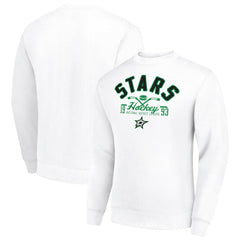 Dallas Stars Starter Stick And Puck Logo Fleece Pullover Sweatshirt - White - NHL