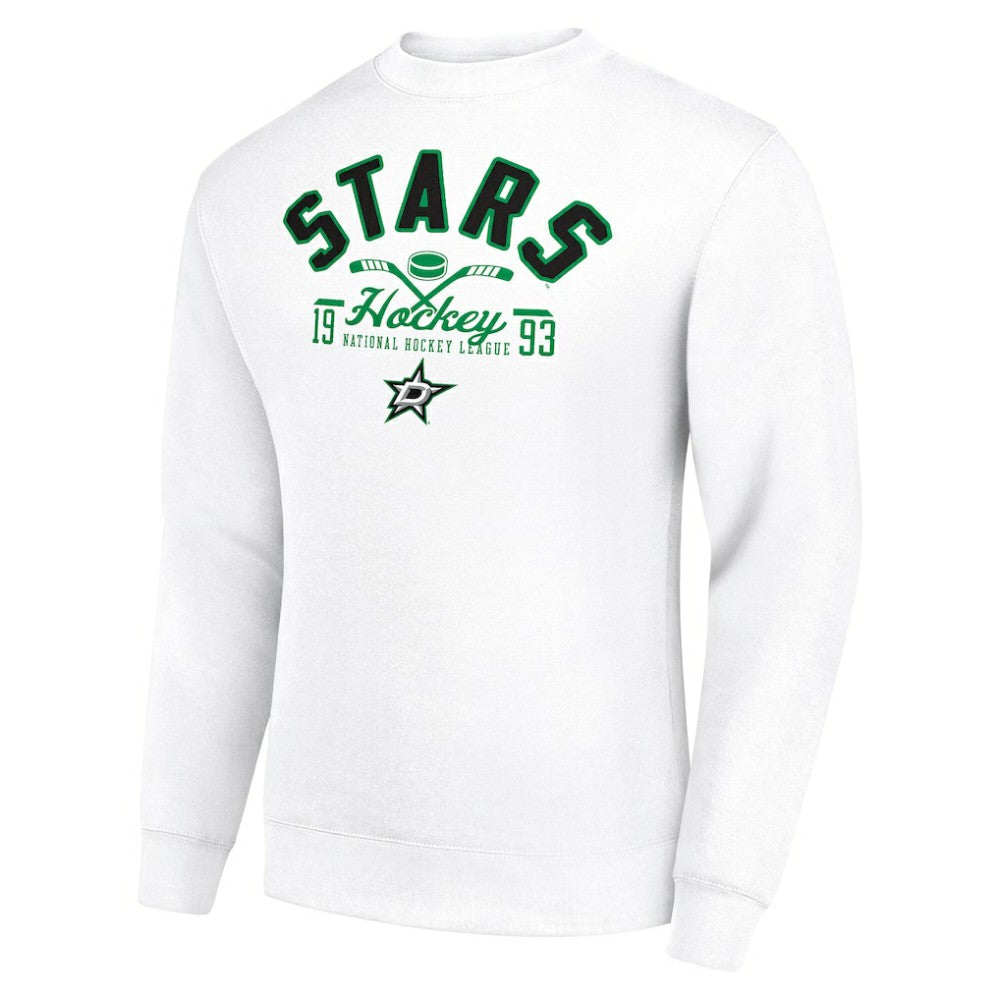 Dallas Stars Starter Stick And Puck Logo Fleece Pullover Sweatshirt - White - NHL