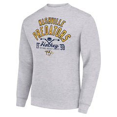 Nashville Predators Starter Stick And Puck Logo Fleece Pullover Sweatshirt - Heather Gray - NHL