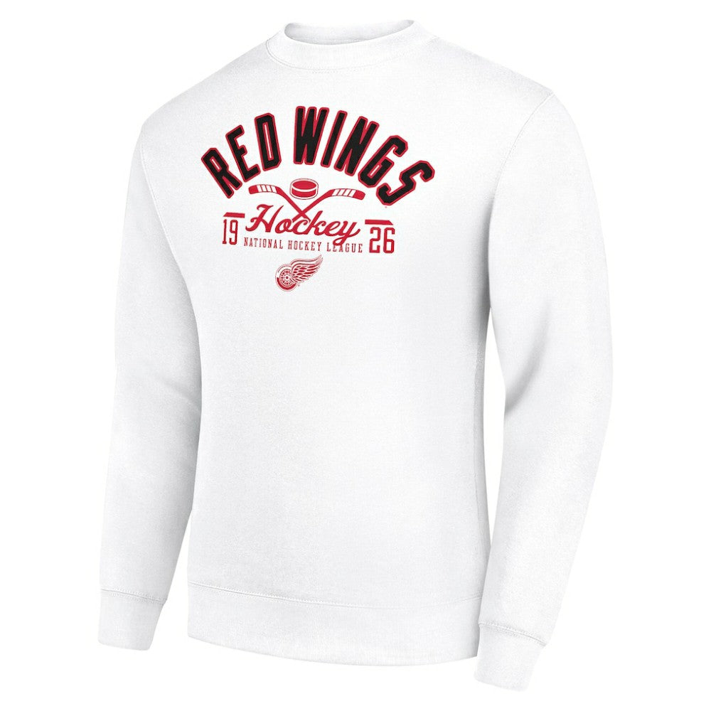 Detroit Red Wings Starter Stick And Puck Logo Fleece Pullover Sweatshirt - White - NHL