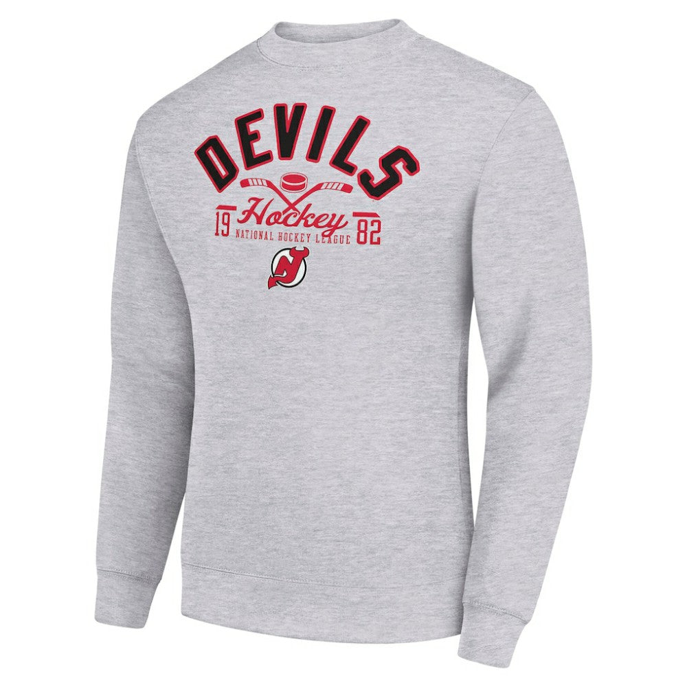 New Jersey Devils Starter Stick And Puck Logo Fleece Pullover Sweatshirt - Heather Gray - NHL