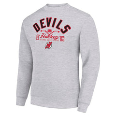New Jersey Devils Starter Stick And Puck Logo Fleece Pullover Sweatshirt - Heather Gray - NHL