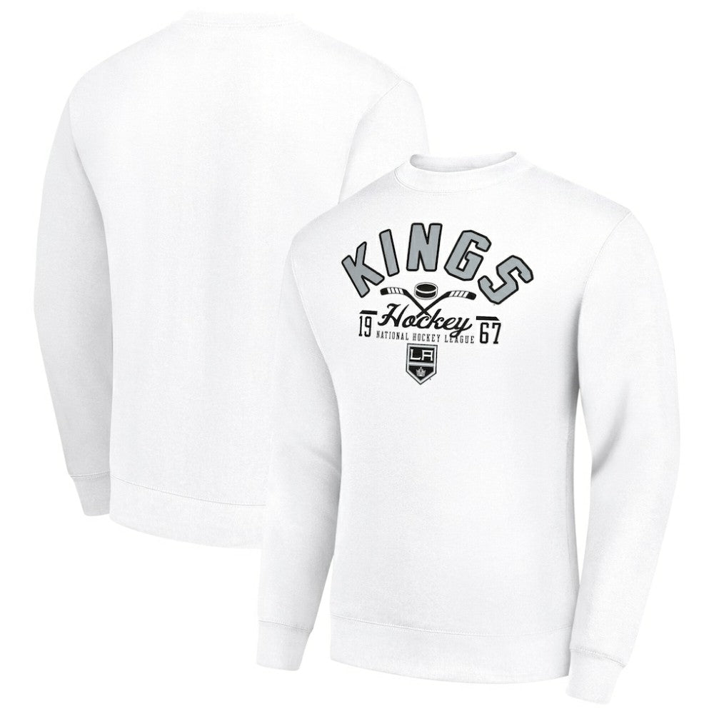 Los Angeles Kings Starter Stick And Puck Logo Fleece Pullover Sweatshirt - White - NHL