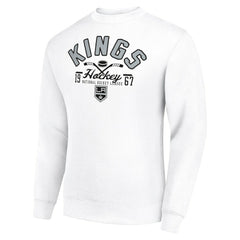 Los Angeles Kings Starter Stick And Puck Logo Fleece Pullover Sweatshirt - White - NHL