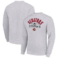 Ottawa Senators Starter Stick And Puck Logo Fleece Pullover Sweatshirt - Heather Gray - NHL