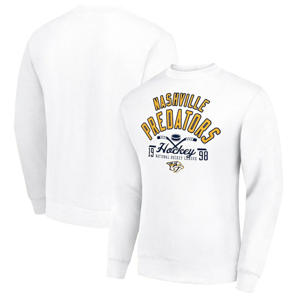 Nashville Predators Starter Stick And Puck Logo Fleece Pullover Sweatshirt - White - NHL