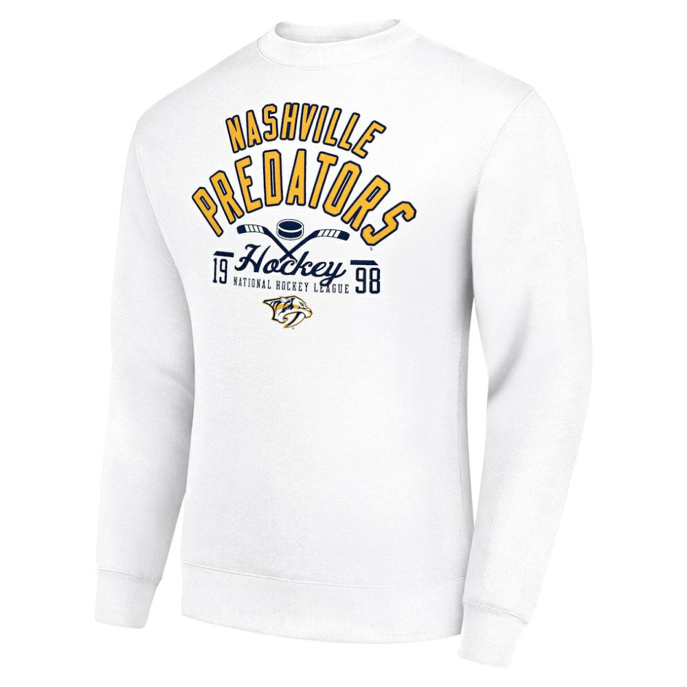 Nashville Predators Starter Stick And Puck Logo Fleece Pullover Sweatshirt - White - NHL