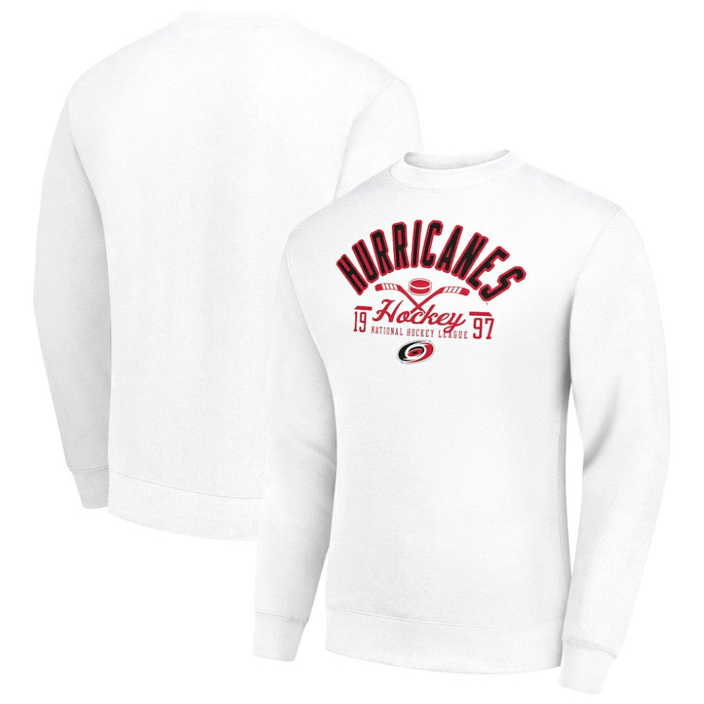 Carolina Hurricanes Starter Stick And Puck Logo Fleece Pullover Sweatshirt - White - NHL