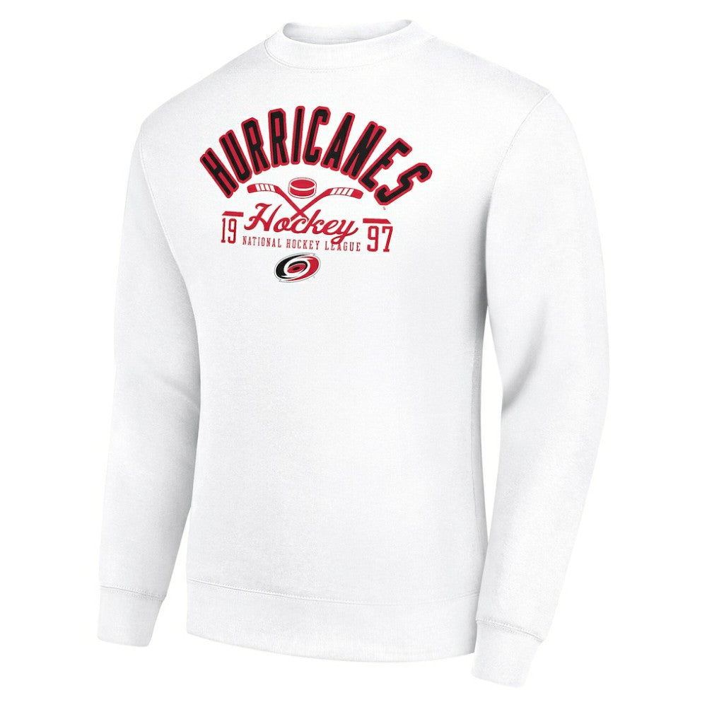 Carolina Hurricanes Starter Stick And Puck Logo Fleece Pullover Sweatshirt - White - NHL