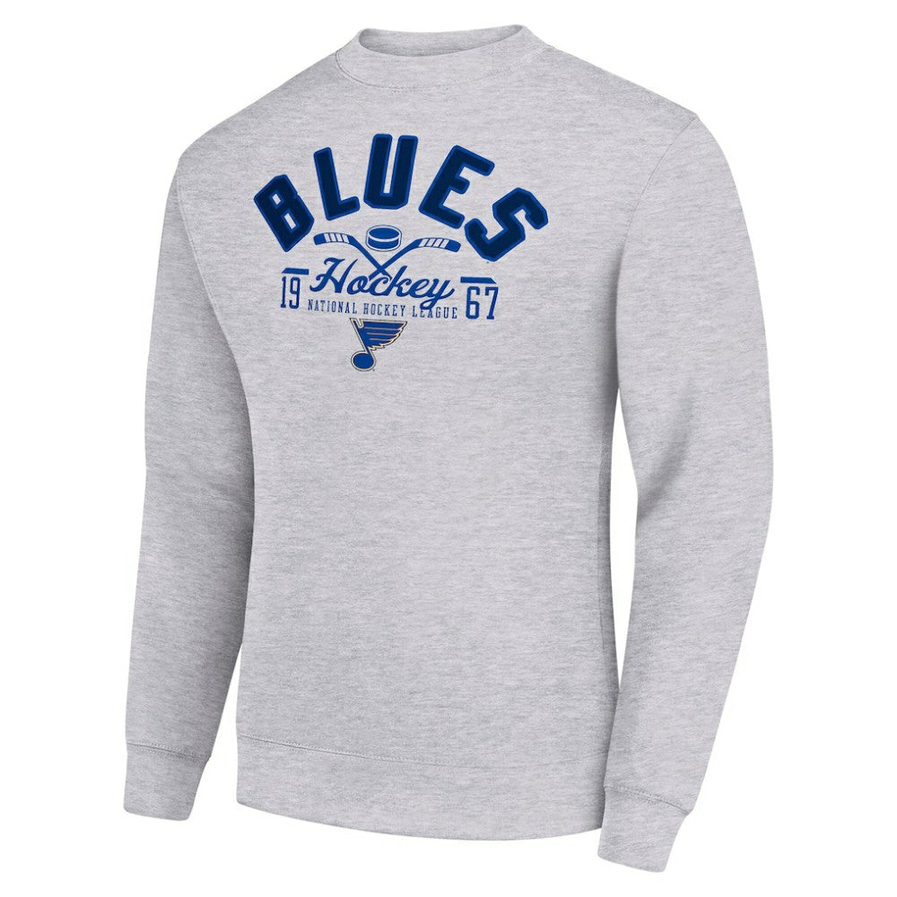 St. Louis Blues Starter Stick And Puck Logo Fleece Pullover Sweatshirt - Heather Gray - NHL