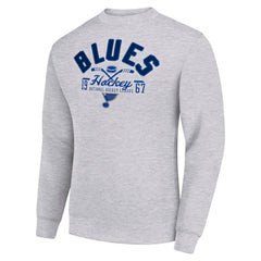 St. Louis Blues Starter Stick And Puck Logo Fleece Pullover Sweatshirt - Heather Gray - NHL