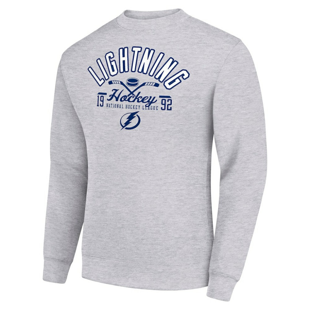 Tampa Bay Lightning Starter Stick And Puck Logo Fleece Pullover Sweatshirt - Heather Gray - NHL