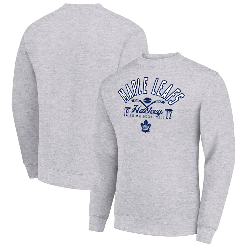 Toronto Maple Leafs Starter Stick And Puck Logo Fleece Pullover Sweatshirt - Heather Gray - NHL