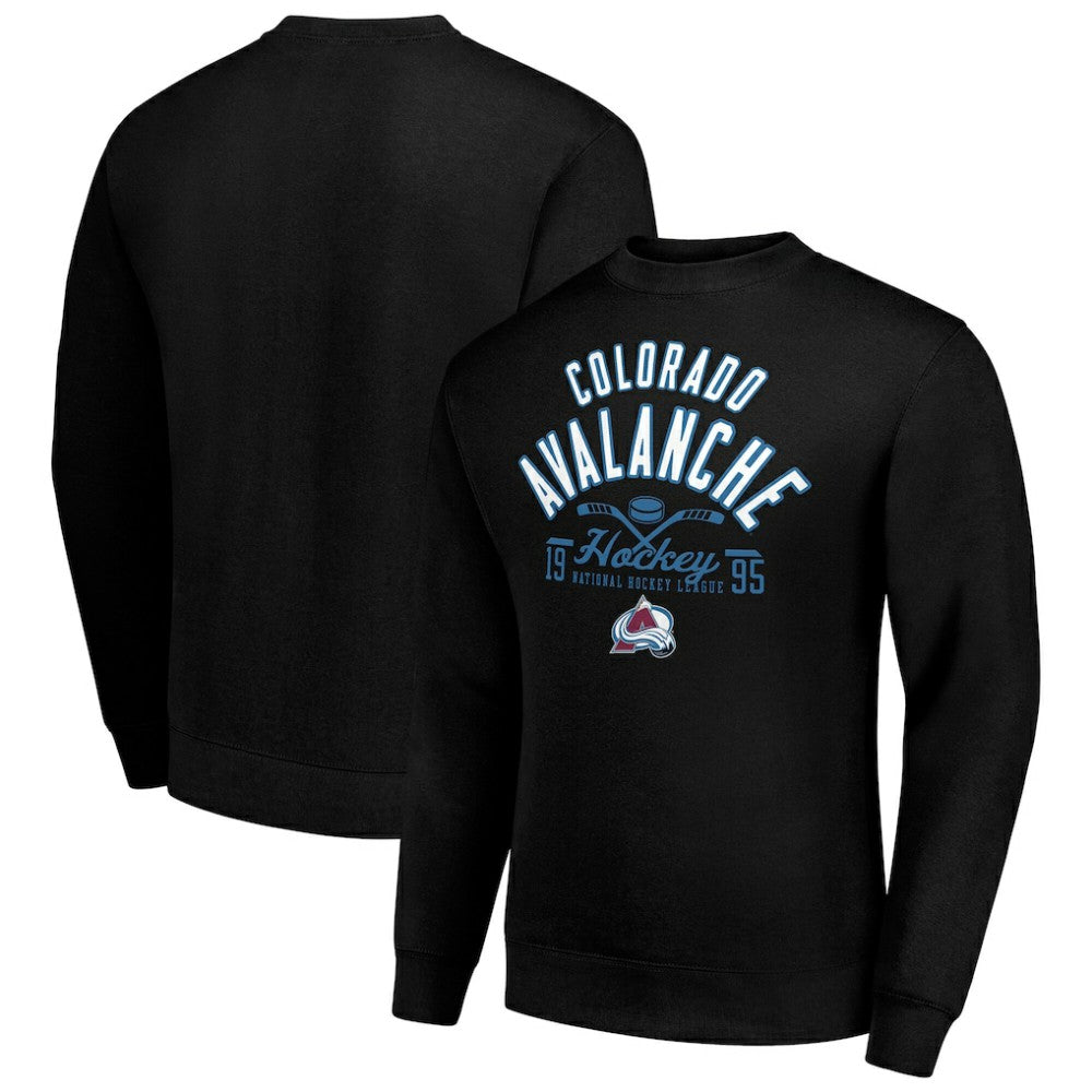 Colorado Avalanche Starter Stick And Puck Logo Fleece Pullover Sweatshirt - Black - NHL