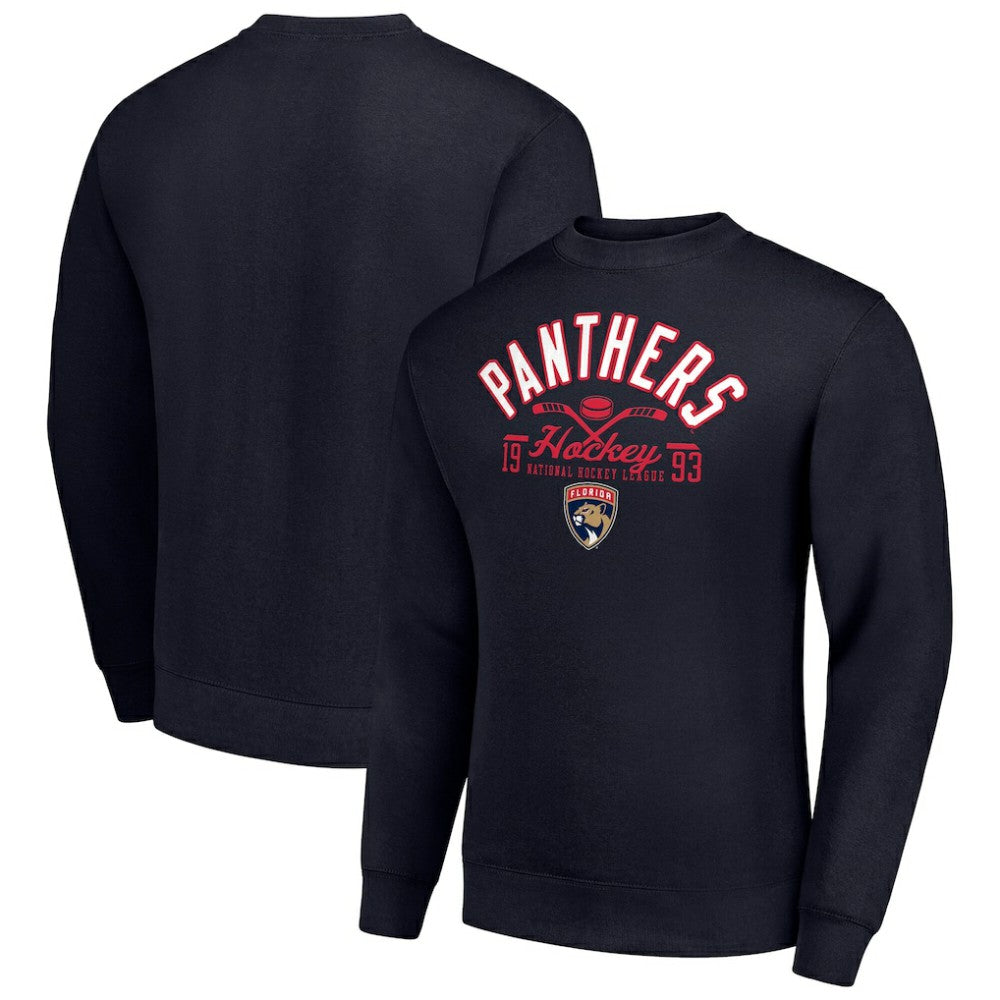 Florida Panthers Starter Stick And Puck Logo Fleece Pullover Sweatshirt - Navy - NHL