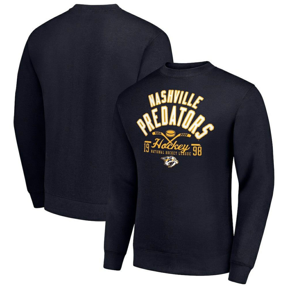 Nashville Predators Starter Stick And Puck Logo Fleece Pullover Sweatshirt - Navy - NHL