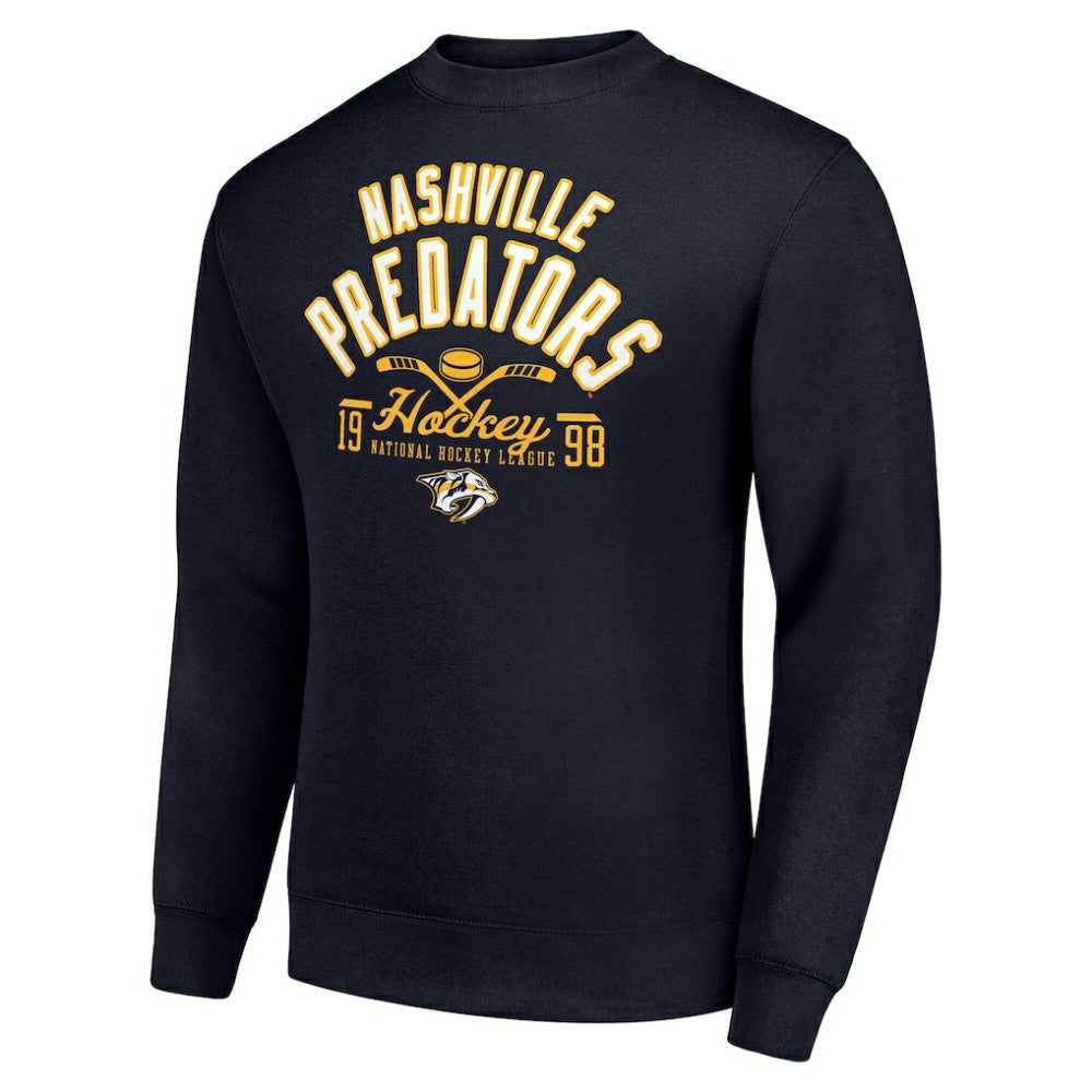 Nashville Predators Starter Stick And Puck Logo Fleece Pullover Sweatshirt - Navy - NHL