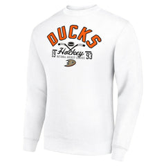 Anaheim Ducks Starter Stick And Puck Logo Fleece Pullover Sweatshirt - White - NHL