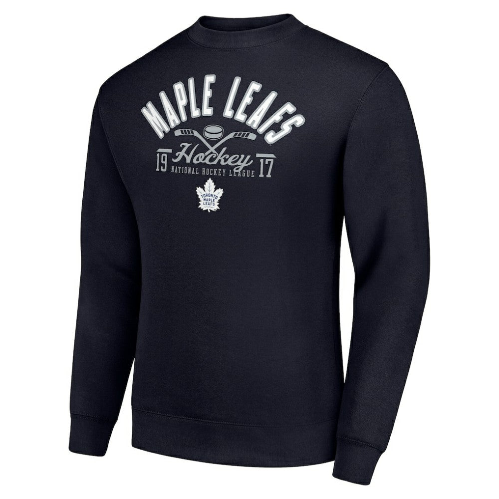 Toronto Maple Leafs Starter Stick And Puck Logo Fleece Pullover Sweatshirt - Navy - NHL
