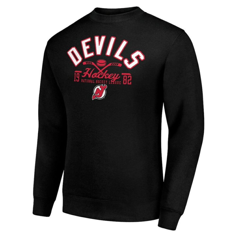 New Jersey Devils Starter Stick And Puck Logo Fleece Pullover Sweatshirt - Black - NHL
