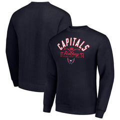 Washington Capitals Starter Stick And Puck Logo Fleece Pullover Sweatshirt - Navy - NHL