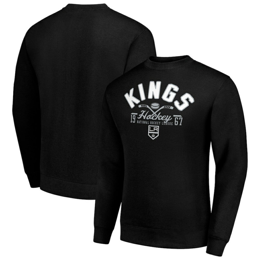 Los Angeles Kings Starter Stick And Puck Logo Fleece Pullover Sweatshirt - Black - NHL