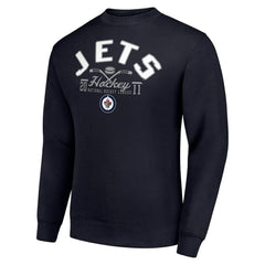 Winnipeg Jets Starter Stick And Puck Logo Fleece Pullover Sweatshirt - Navy - NHL