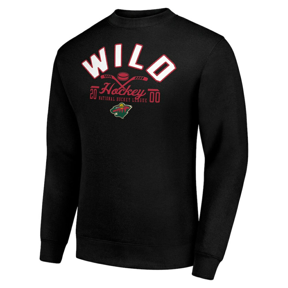 Minnesota Wild Starter Stick And Puck Logo Fleece Pullover Sweatshirt - Black - NHL