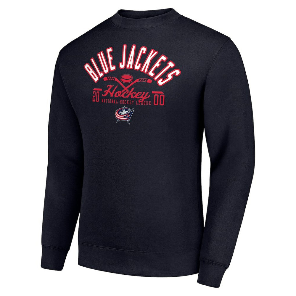 Columbus Blue Jackets Starter Stick And Puck Logo Fleece Pullover Sweatshirt - Navy - NHL