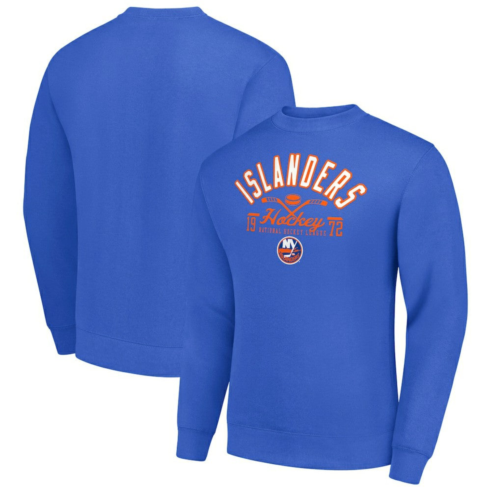 New York Islanders Starter Stick And Puck Logo Fleece Pullover Sweatshirt - Royal - NHL