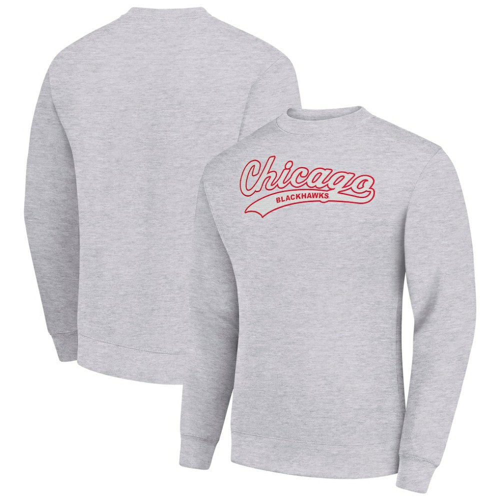 Chicago Blackhawks Starter  Tailsweep City Pullover Sweatshirt - Heather Gray - NHL