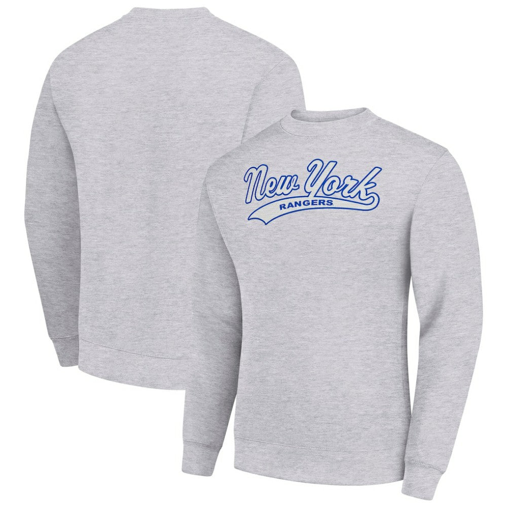 New York Rangers Starter  Tailsweep City Pullover Sweatshirt - Heather Gray - NHL