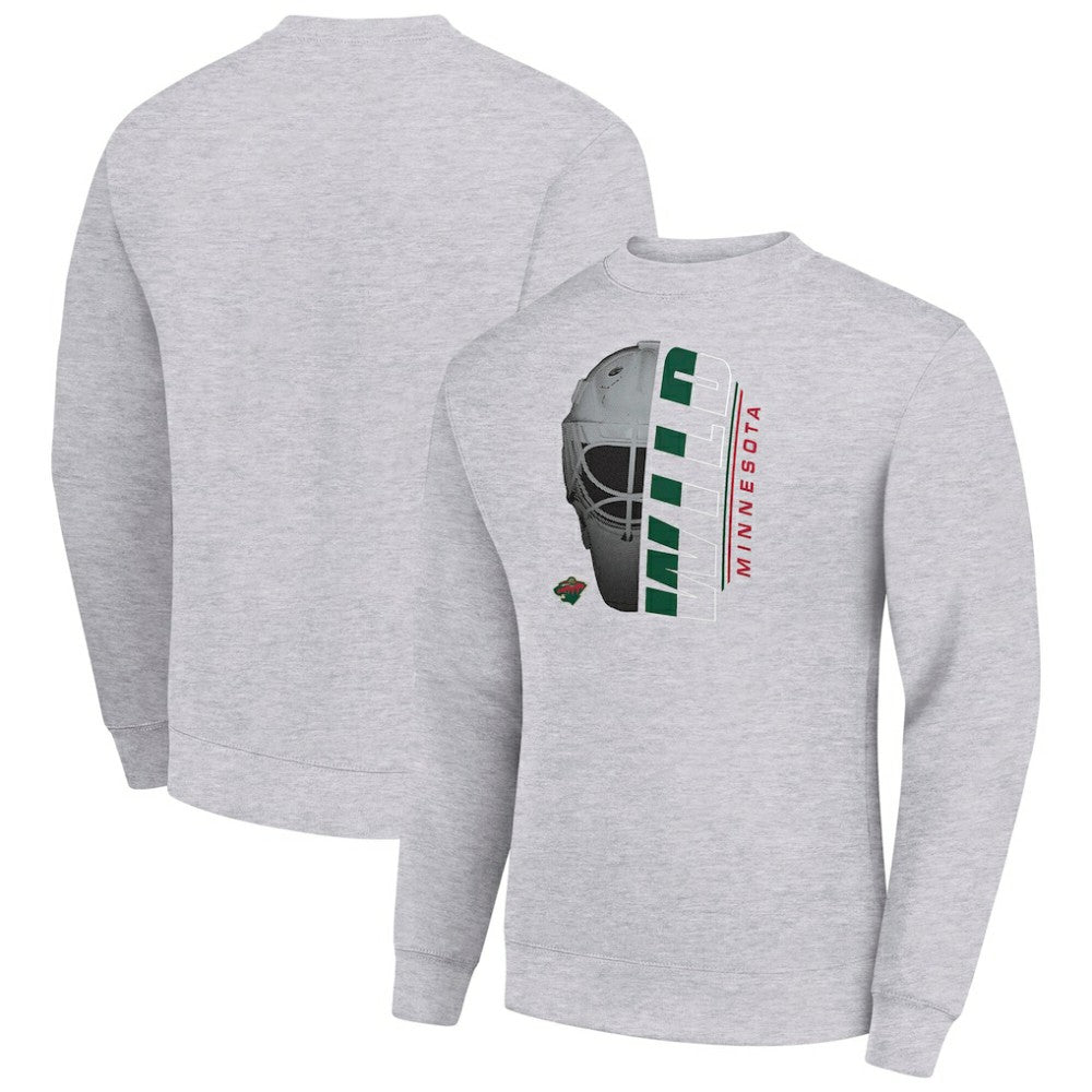 Minnesota Wild Starter  Half Helmet Team Logo Pullover Sweatshirt - Heather Gray - NHL