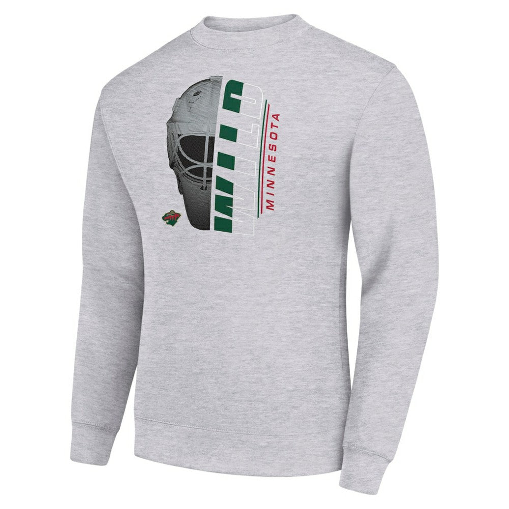 Minnesota Wild Starter  Half Helmet Team Logo Pullover Sweatshirt - Heather Gray - NHL