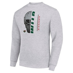 Minnesota Wild Starter  Half Helmet Team Logo Pullover Sweatshirt - Heather Gray - NHL