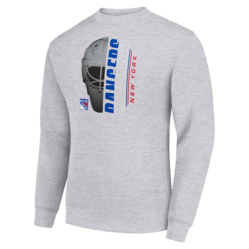 New York Rangers Starter  Half Helmet Team Logo Pullover Sweatshirt - Heather Gray - NHL