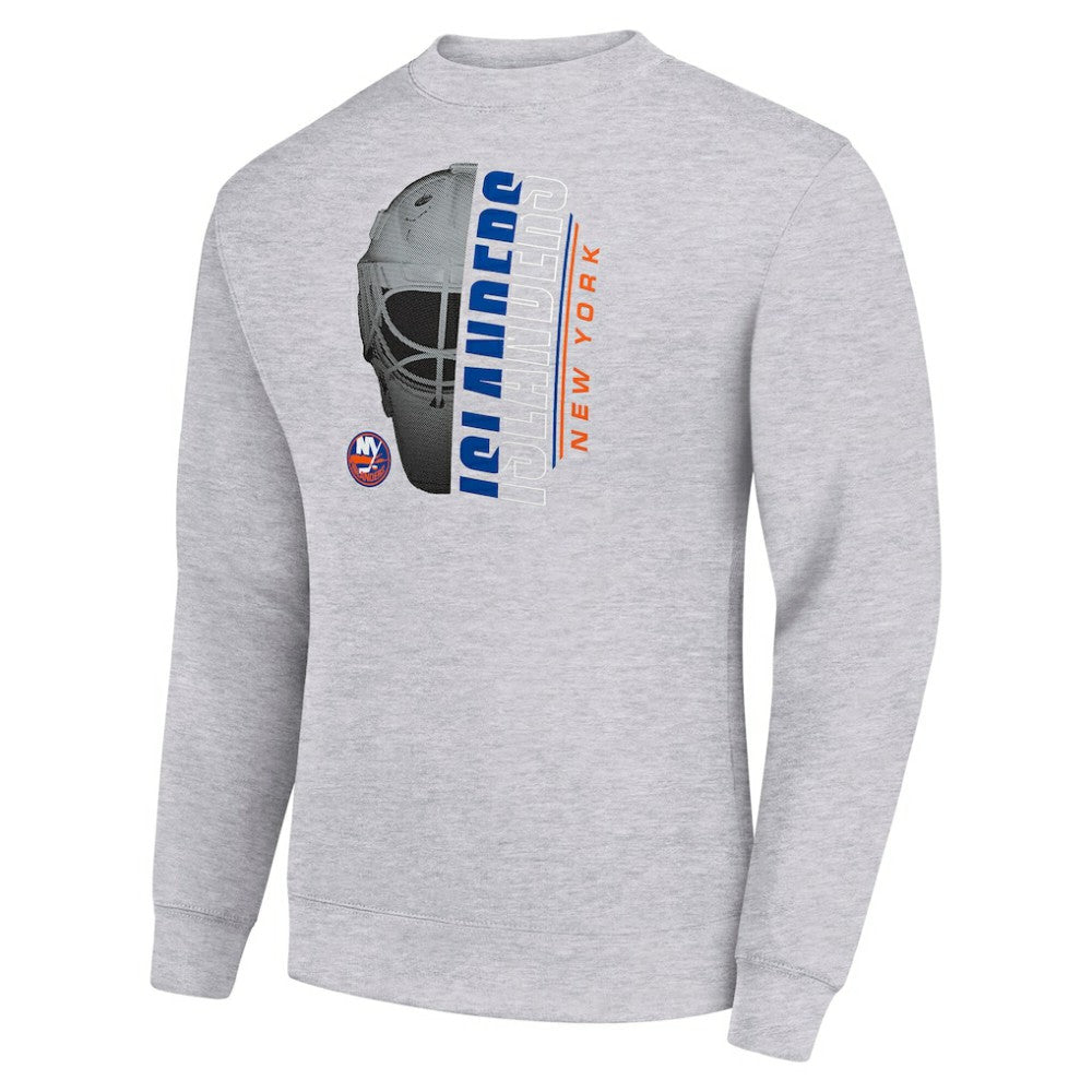 New York Islanders Starter  Half Helmet Team Logo Pullover Sweatshirt - Heather Gray - NHL