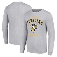 Pittsburgh Penguins Starter Logo Long Sleeve T-Shirt - Heather Gray - NHL