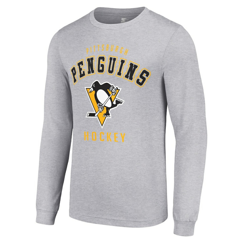 Pittsburgh Penguins Starter Logo Long Sleeve T-Shirt - Heather Gray - NHL