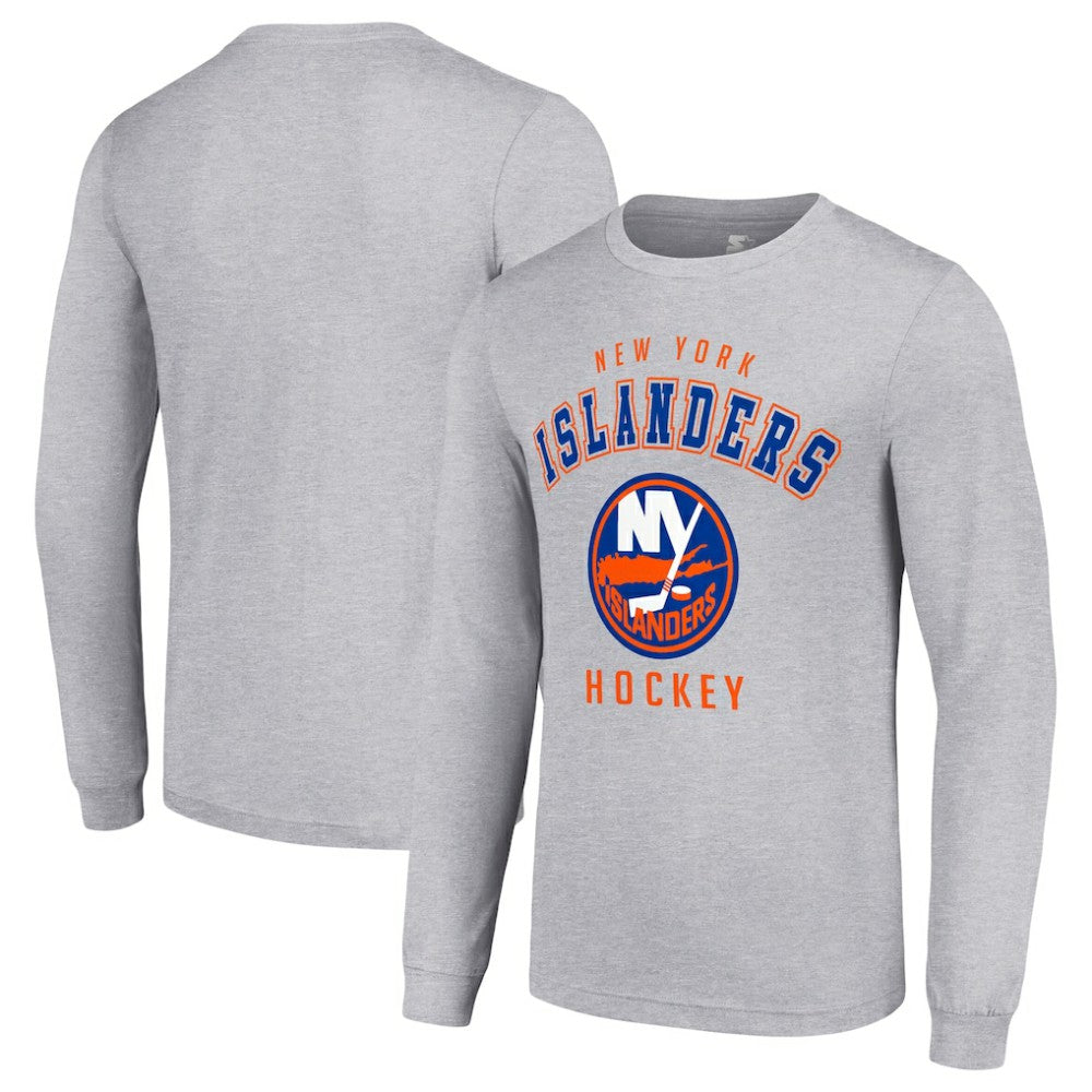 New York Islanders Starter Logo Long Sleeve T-Shirt - Heather Gray - NHL