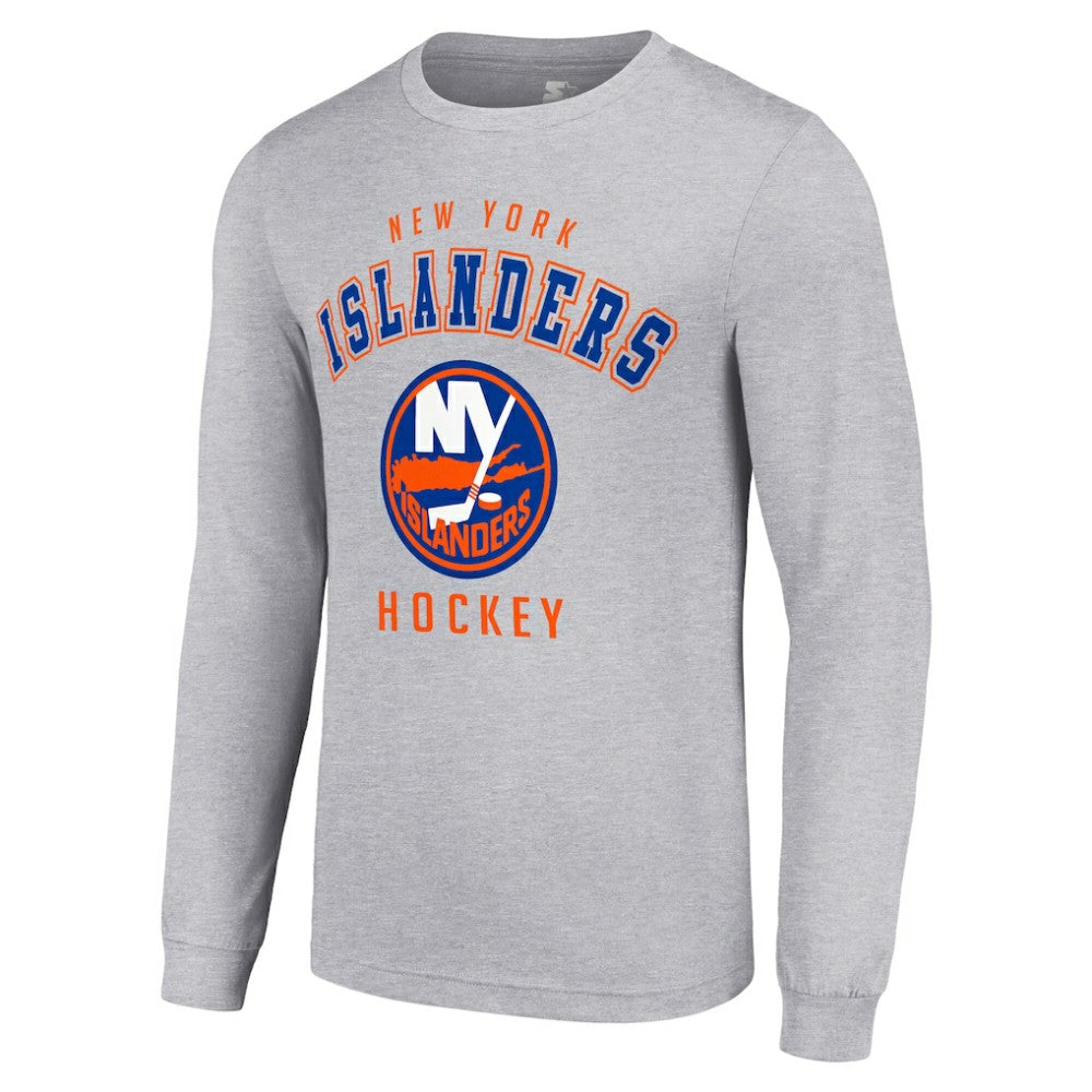 New York Islanders Starter Logo Long Sleeve T-Shirt - Heather Gray - NHL