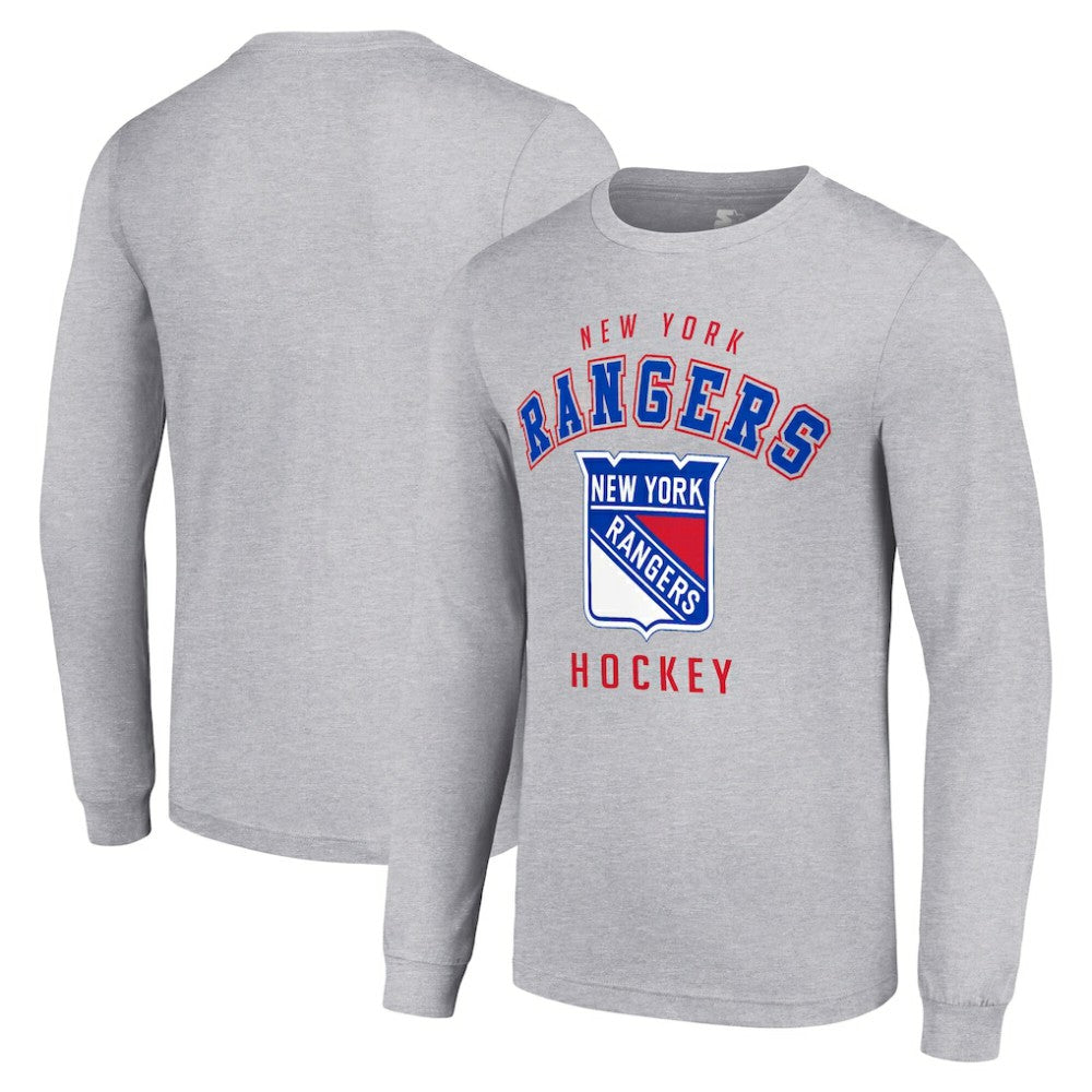 New York Rangers Starter Logo Long Sleeve T-Shirt - Heather Gray - NHL