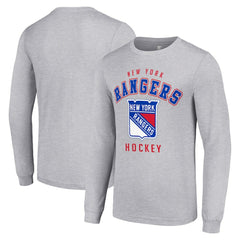 New York Rangers Starter Logo Long Sleeve T-Shirt - Heather Gray - NHL
