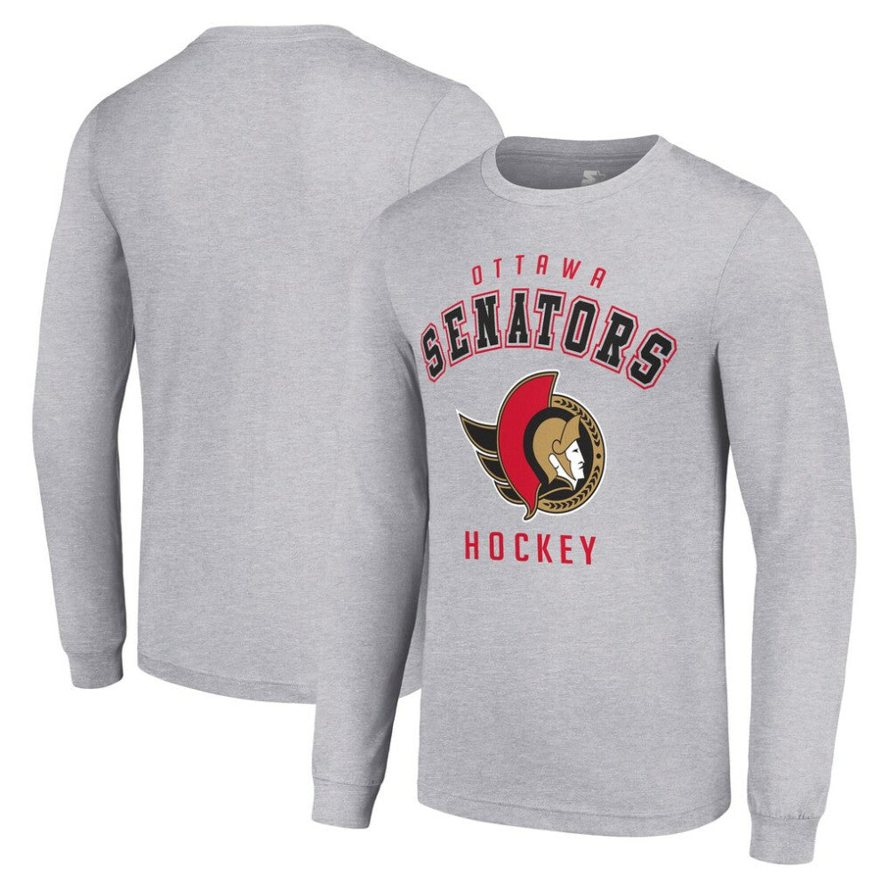 Ottawa Senators Starter Logo Long Sleeve T-Shirt - Heather Gray - NHL