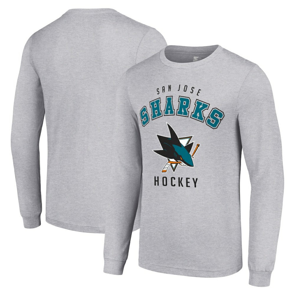 San Jose Sharks Starter Logo Long Sleeve T-Shirt - Heather Gray - NHL